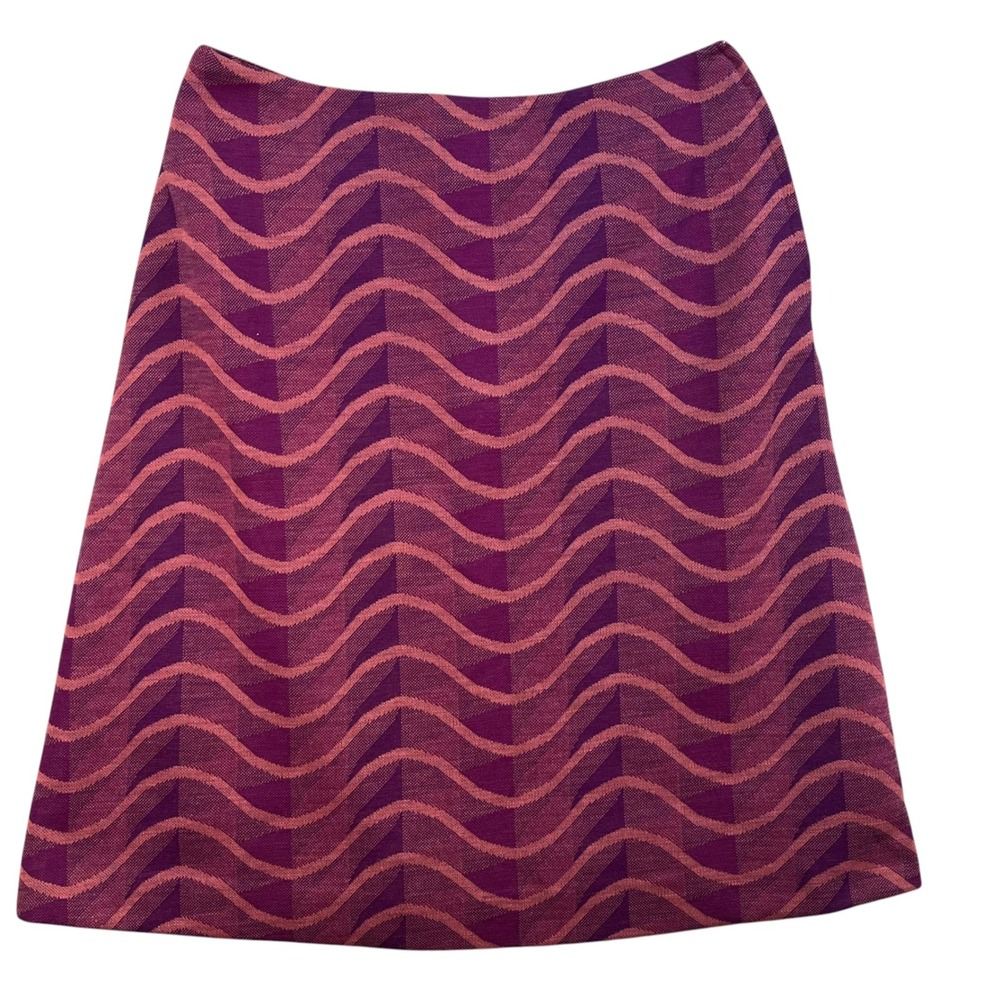 Cacharel Made in France Purple Wavy Geometric A-Line Skirt Vintage Size Small 28